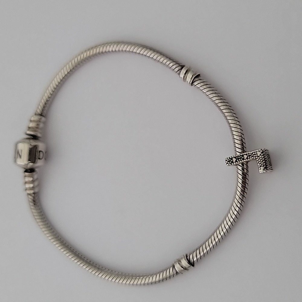 Pandora 925 Ale Sterling Silver Bracelet  And L Charm